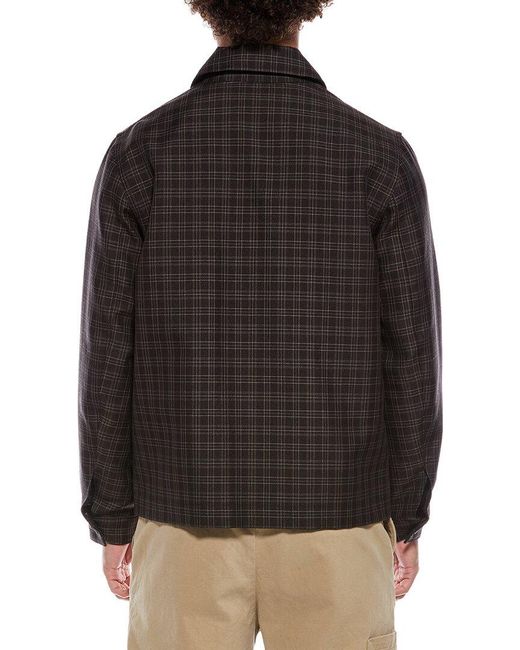 Vince Black Plaid Wool-Blend Zip Jacket for men