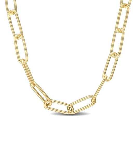 Italian Silver Metallic 18k Over Paperclip Chain Necklace