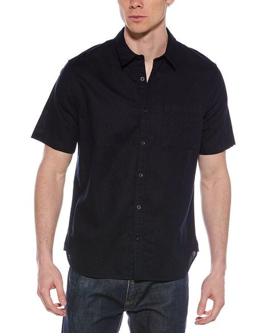 Vince Black Linen-Blend Button-Down Shirt for men