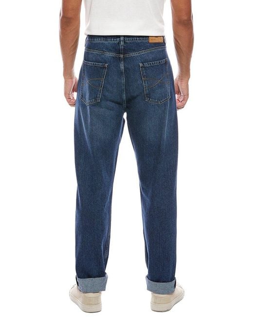 Brunello Cucinelli Blue Straight Medium Wash Jean for men
