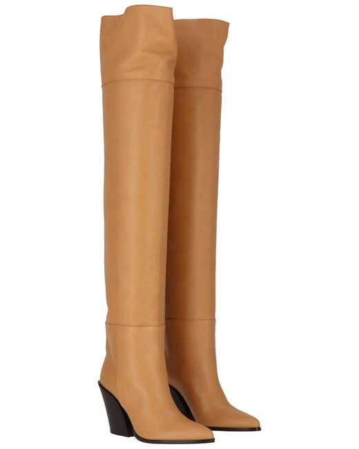 Jimmy Choo Brown Maceo 85 Leather Over-The-Knee Boot