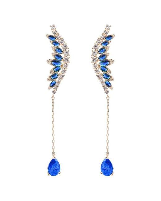 Eye Candy LA Blue Luxe Collection Cz Angel Wing Earrings