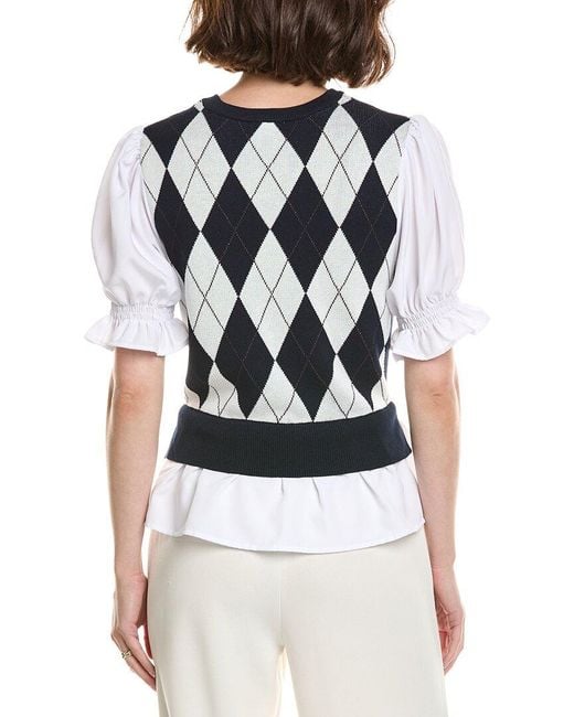 Nanette Lepore White Mixed Media Top