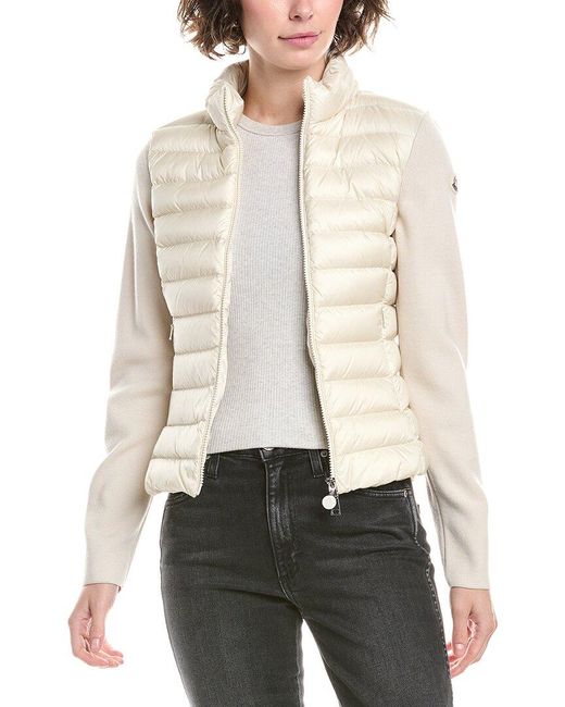 Moncler White Wool-Blend Zip-Up Cardigan
