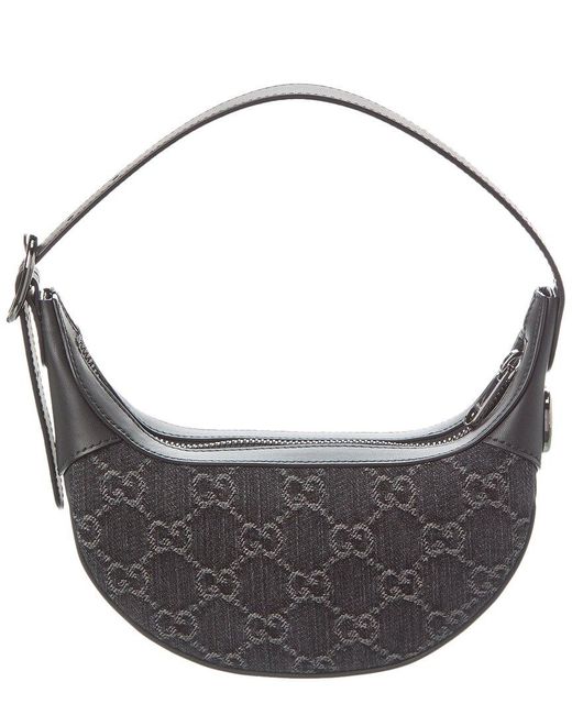 Gucci Gray Ophidia Mini GG Denim & Leather Shoulder Bag