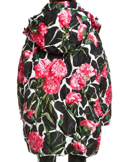 Dolce & Gabbana Red Oversized Quilted Coat