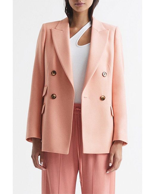 Reiss Pink Logan Wool-blend Blazer