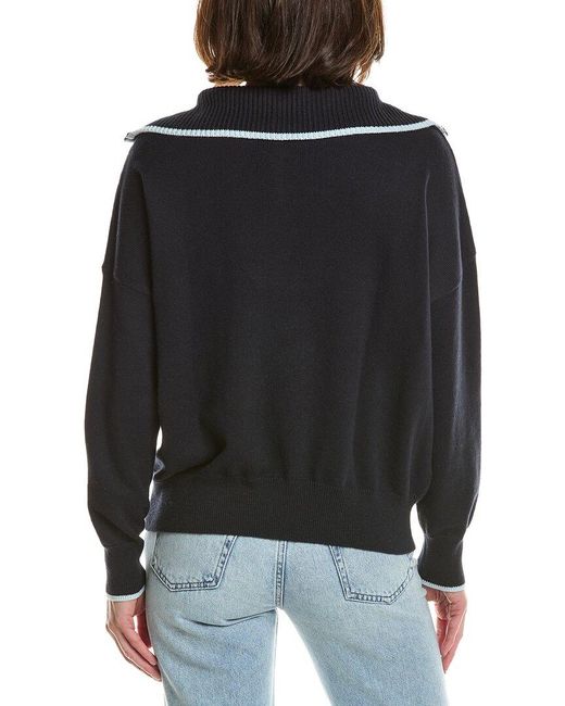Brodie Cashmere Black Tipped 1/2-Zip Cashmere-Blend Pullover