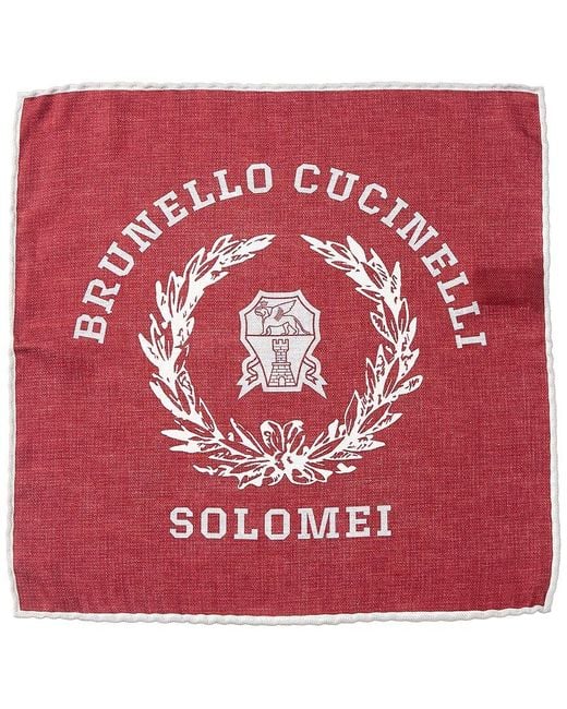 Brunello Cucinelli Red Silk Pocket Square for men