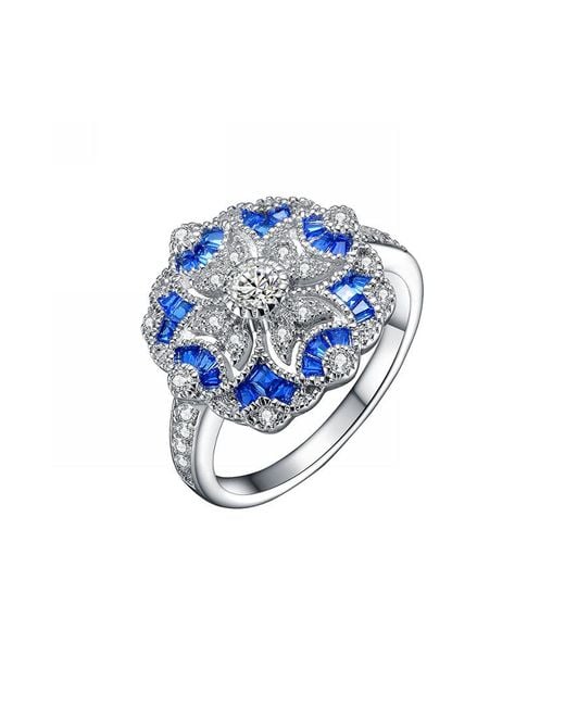 Genevive Jewelry Blue Silver Ring