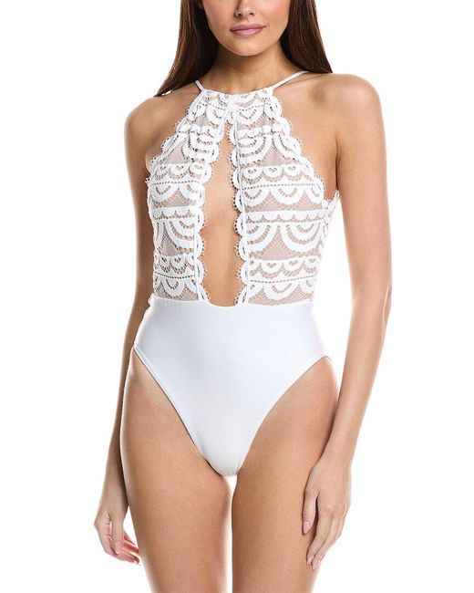 PQ Swim White Keyhole Lace One-Piece