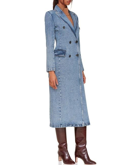 Avec Les Filles Blue Strong Shoulder Fitted Coat