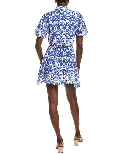 Sam Edelman Blue Puff Sleeve Ikat Shirtdress