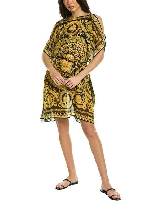 Versace Yellow Vestido De Playa Con Estampado Barocco Silk Caftan