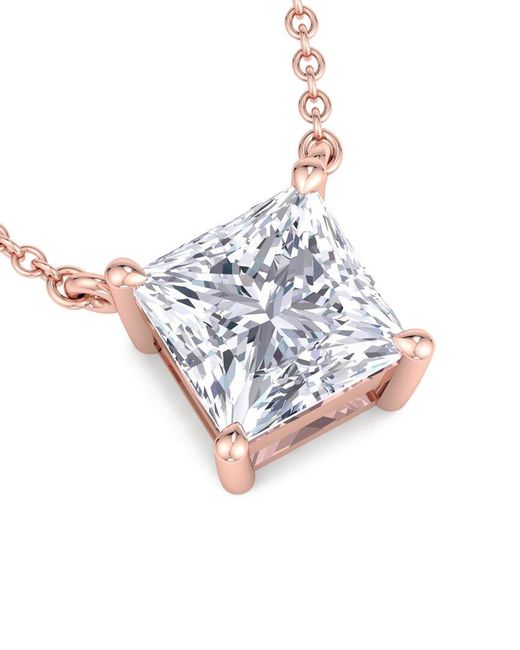 Lab Grown Diamonds White 14k Rose Gold 3.00 Ct. Tw. Lab-grown Diamond Solitaire Pendant