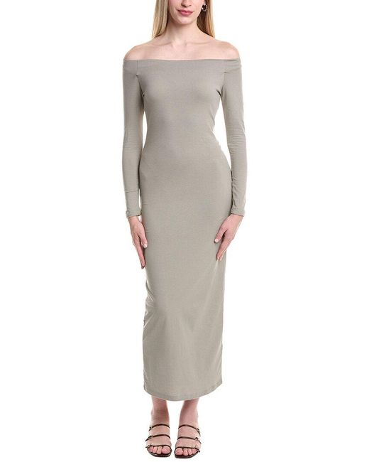 James Perse Off-The-Shoulder Dress in Gray | Lyst