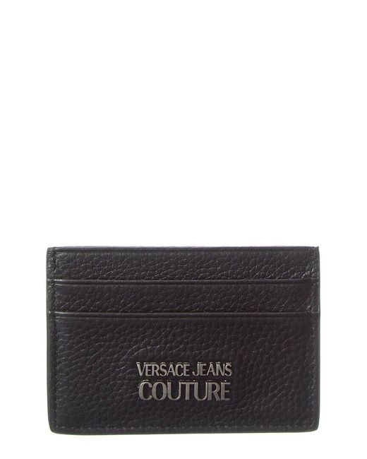 Versace Black Range Metal Lettering Leather Card Case for men