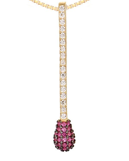 Gabi Rielle Pink Modern Touch Collection 14k Over Silver Cz Matchstick Necklace
