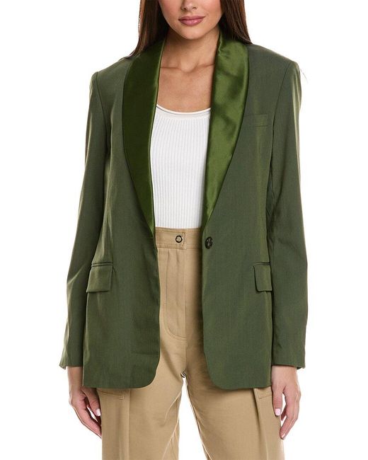 3.1 Phillip Lim Green Shawl Lapel Wool-blend Blazer