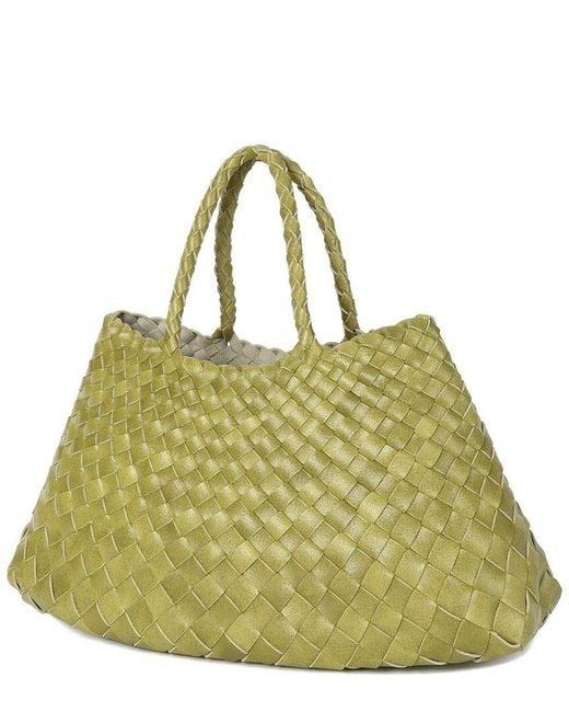 Tiffany & Fred Paris Green Woven Leather Tote