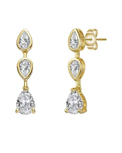 Genevive Jewelry Metallic 14k Over Silver Cz Statement Earrings