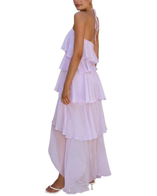 LEON GORI Purple Embellished Maxi Dress