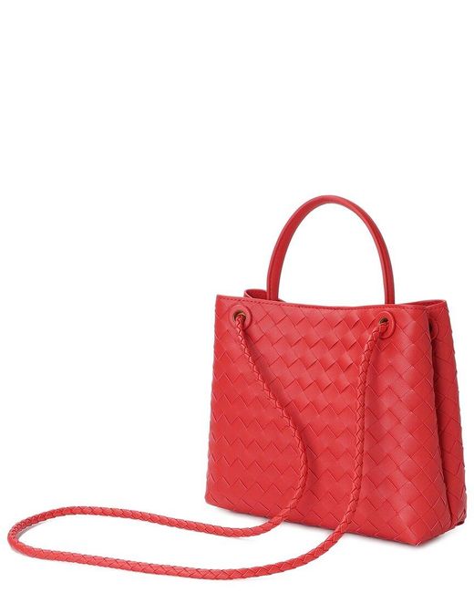 Tiffany & Fred Paris Red Woven Leather Top Handle Bag