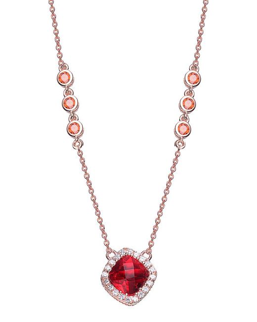 Genevive Jewelry Red 14k Rose Gold Vermeil Necklace