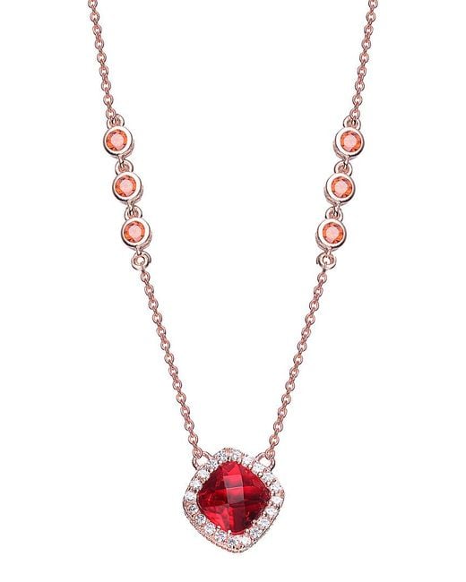 Genevive Jewelry Red 14k Rose Gold Vermeil Necklace