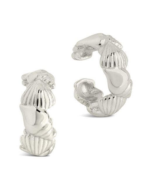 Sterling Forever White Set Of 2 Cali Shell Ear Cuffs