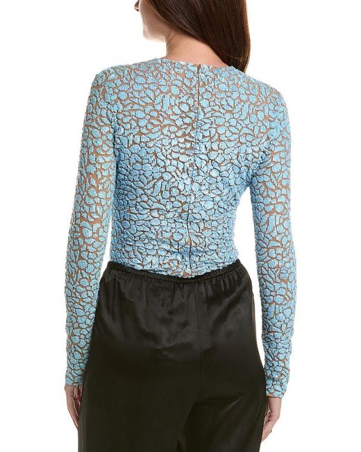Michael Kors Blue Embellished Bodysuit