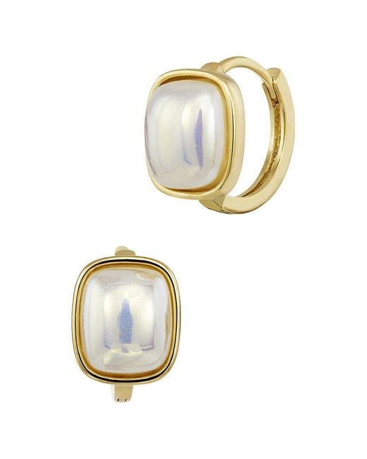 Savvy Cie White 18K Plated 9-11Mm Pearl Huggies Earrings