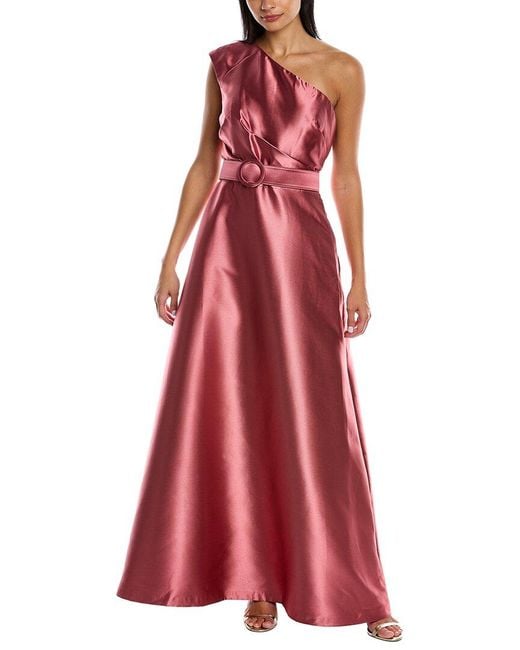 kay unger one shoulder gown