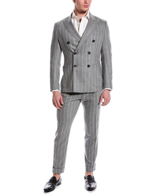 Boss Gray 2pc Slim Fit Wool-blend Suit for men