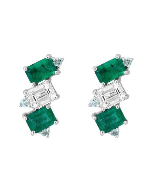 Effy Fine Jewelry Green 14K 2.65 Ct. Tw. Diamond & Emerald, Sapphire Earrings