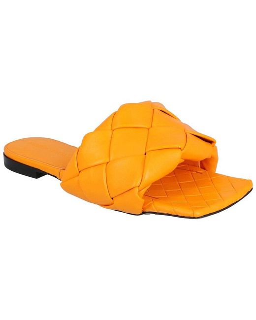 Bottega Veneta Yellow Lambskin Leather Lido Flat Sandal, Never Worn (Authentic Pre-Loved)