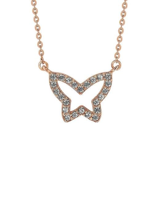 Suzy Levian Metallic 14k Rose Gold 0.30 Ct. Tw. Diamond Butterfly Necklace