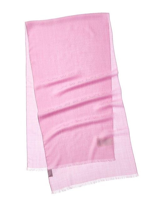 Gucci Pink Logo Jacquard Wool & Silk-blend Scarf