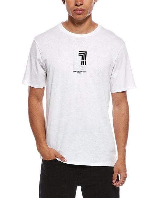 Karl Lagerfeld White Double L Logo T-Shirt for men