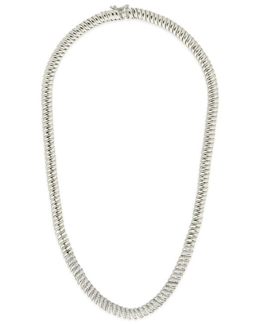 Sterling Forever White Rhodium Plated Cz Arabella Chain Necklace