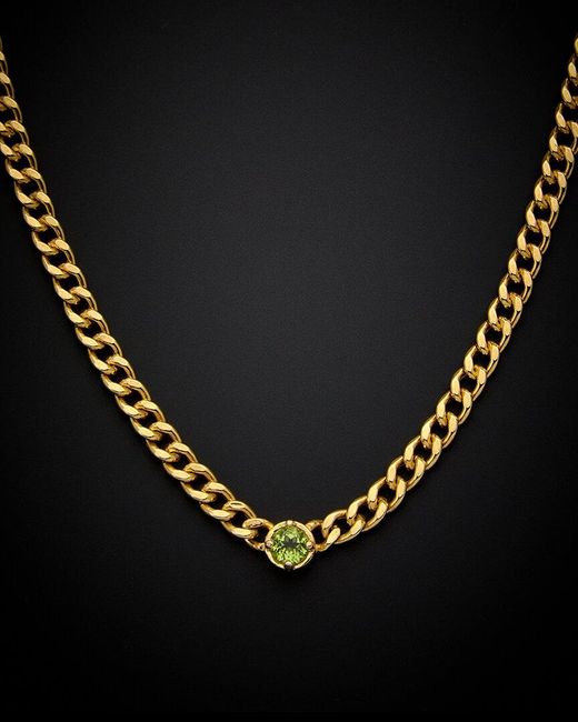 Italian Gold Over Silver Black 14K Gemstone Necklace