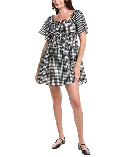 Ganni Gray Check Mini Dress