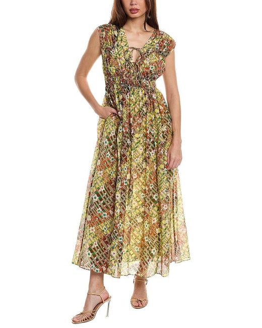 Diane von Furstenberg Metallic Gillian Silk-Blend Maxi Dress