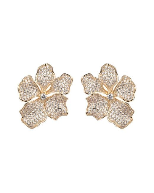 Eye Candy LA White Cz Harper Flower Dangle Earrings