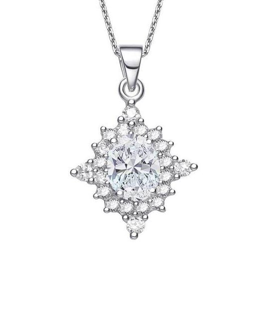 Genevive Jewelry White Silver Cz Necklace