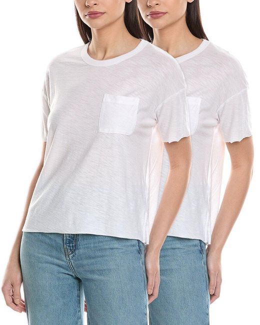 James Perse White Set Of 2 Pocket T-Shirt