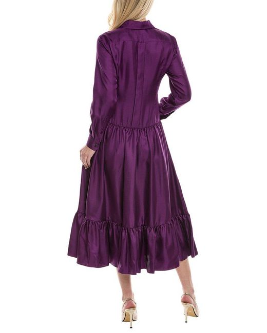 Max Mara Purple Yard Silk Midi Dress