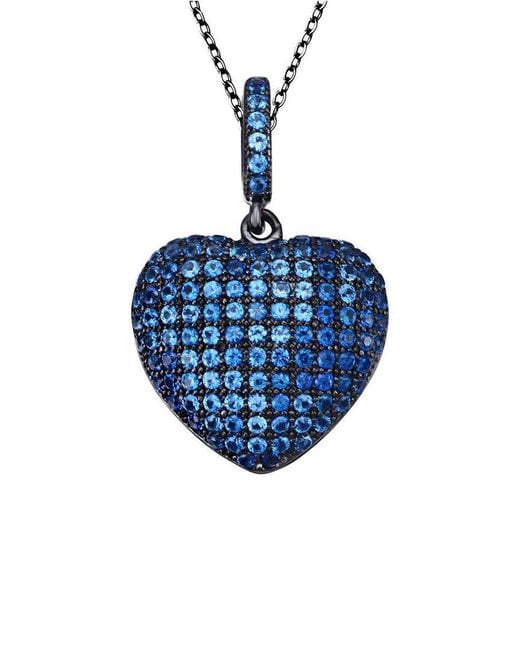 Suzy Levian CZ Jewelry Blue Suzy Levian Silver Cz Pendant Necklace