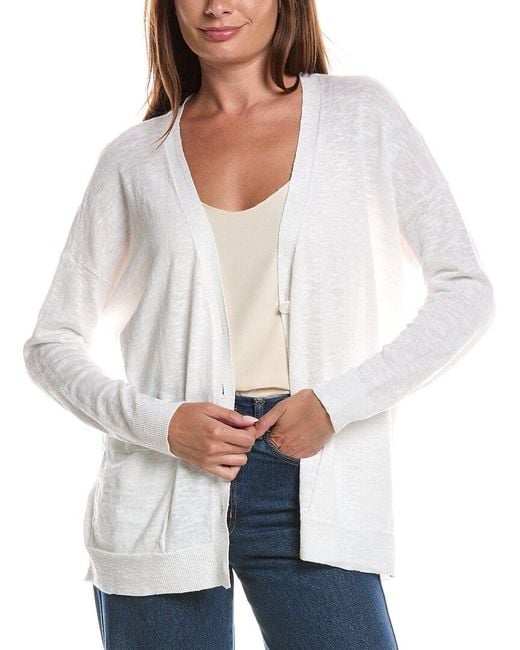 Eileen Fisher White Linen-Blend Cardigan