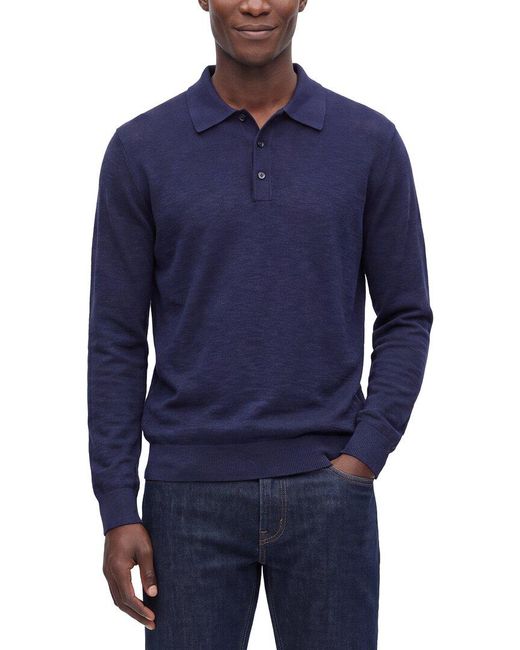 Raffi Blue Jersey Silk & Linen-Blend Polo Shirt for men